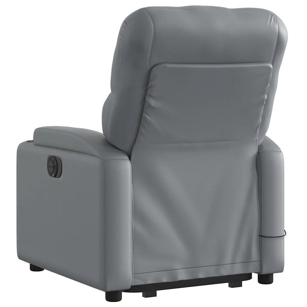 Poltrona Alzapersona Reclinabile Massaggio Grigio Similpelle 3204782