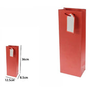 Trade Shop - Set 3 Buste Borsa Regalo Sacchetto Targhetta Bottiglie 36x12.5x8.5cm 69893 Rossa -