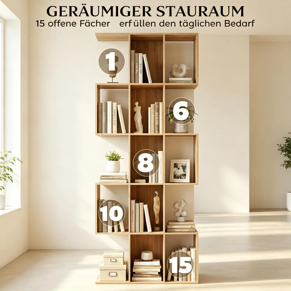 LIBRERIA a 5 livelli 80x24x200 cm MDF effetto rovere