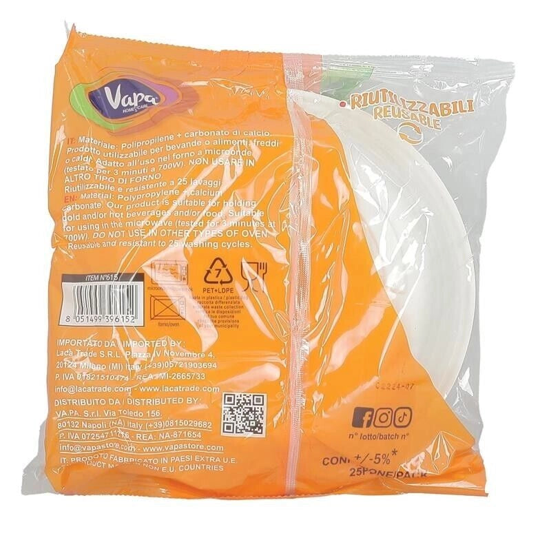 PIATTI VAPA 25PZ FONDI 500 GR RIUTILIZZABILI SUPER RESISTENTI