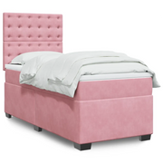 Giroletto a Molle con Materasso Rosa 100x200 cm in Velluto 3290851