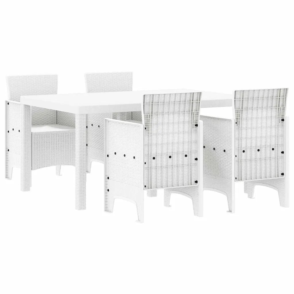 Set da Pranzo per Giardino 5 pcs Bianco Rattan Polt 3378702