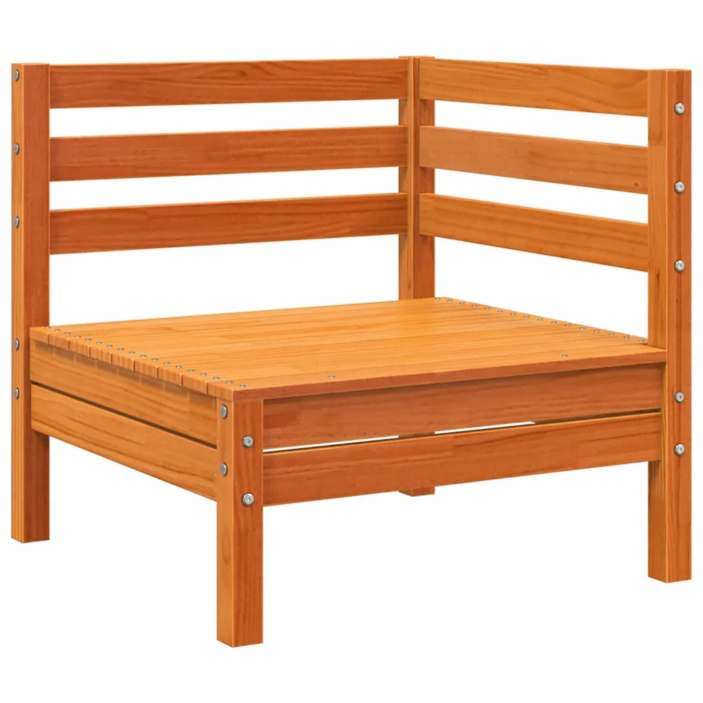 Divano Angolare da Giardino-Sofa da Giardino-Divanetto da esterno Marrone Cera in Legno Massello Pino