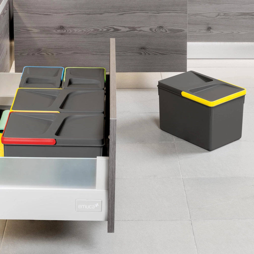 Emuca Contenitori per cassetti da cucina Recycle, Altezza 216, 2x12, Plastica grigio antracite, Tecnoplastica, 1 u.