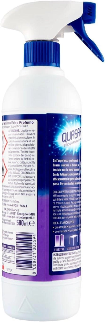 QUASAR SPRAY VETRI 580 ML CON EXTRA PROFUMO NON LASCIA ALONI USO QUOTIDIANO
