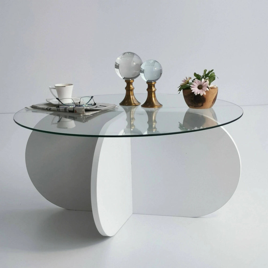 Nila, Tavolino da Salotto Forma Rotonda, 75x75x35h cm Bianco