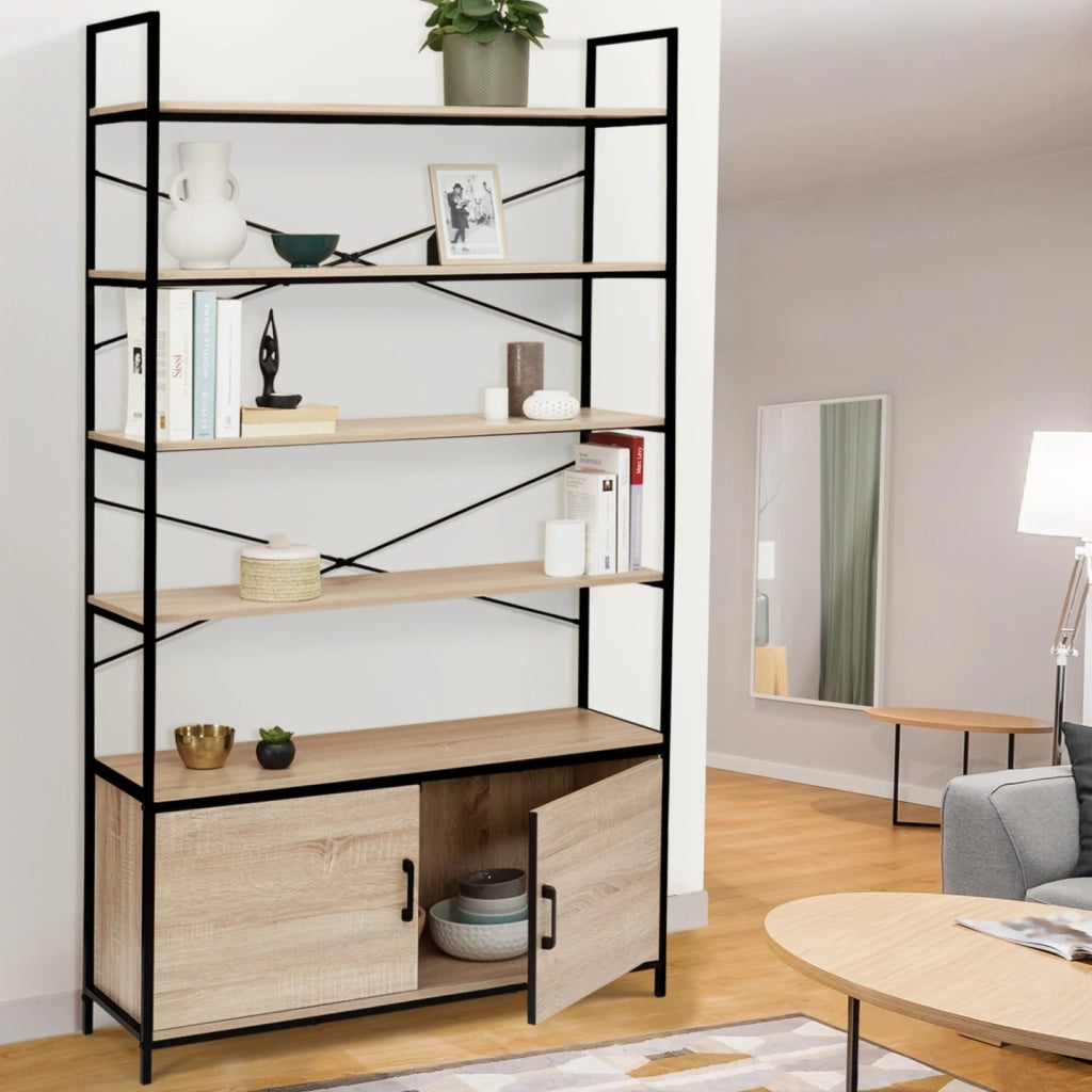 IDMarket - Scaffale XL 5 livelli con armadietto 170 cm design industriale DETROIT
