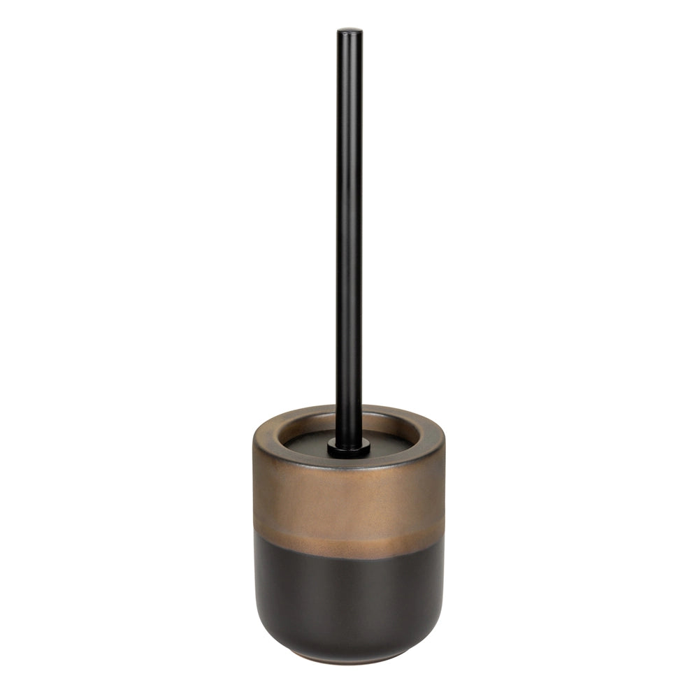 Portascopino WC nero opaco e bronzo in ceramica Teos