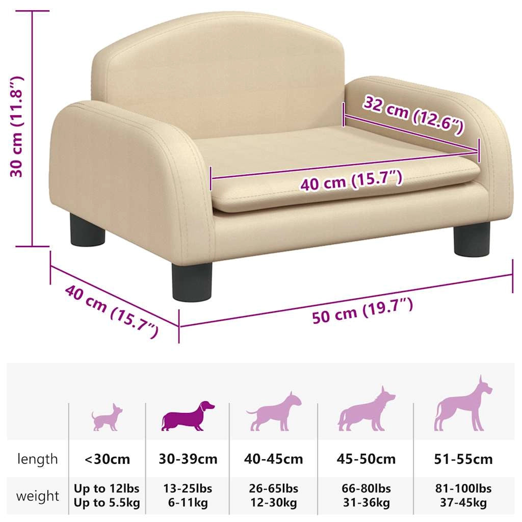 Cuccia per cani a forma di cesto comoda 50 x 40 x 30 cm tessuto color crema 02_0042679