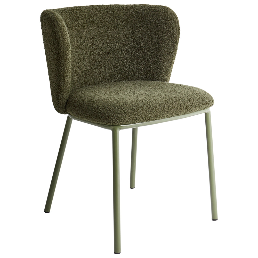 Set di 2 sedie da bar moderne in poliestere verde scuro Schienale curvo Gambe nere Sala da pranzo moderna Cucina