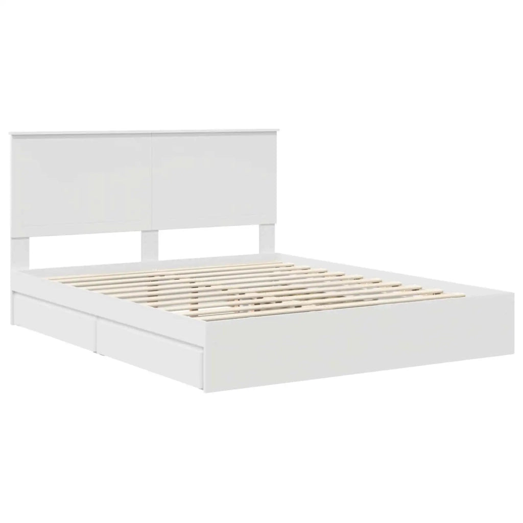 Letto con Contenitore Bianco 160 x 200 cm Legno multistrato