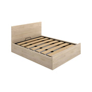 Letto matrimoniale Barolo, Sommier giroletto rete inclusa, Struttura letto contenitore per materasso di 150x190 cm, 197x158h95 cm, Rovere
