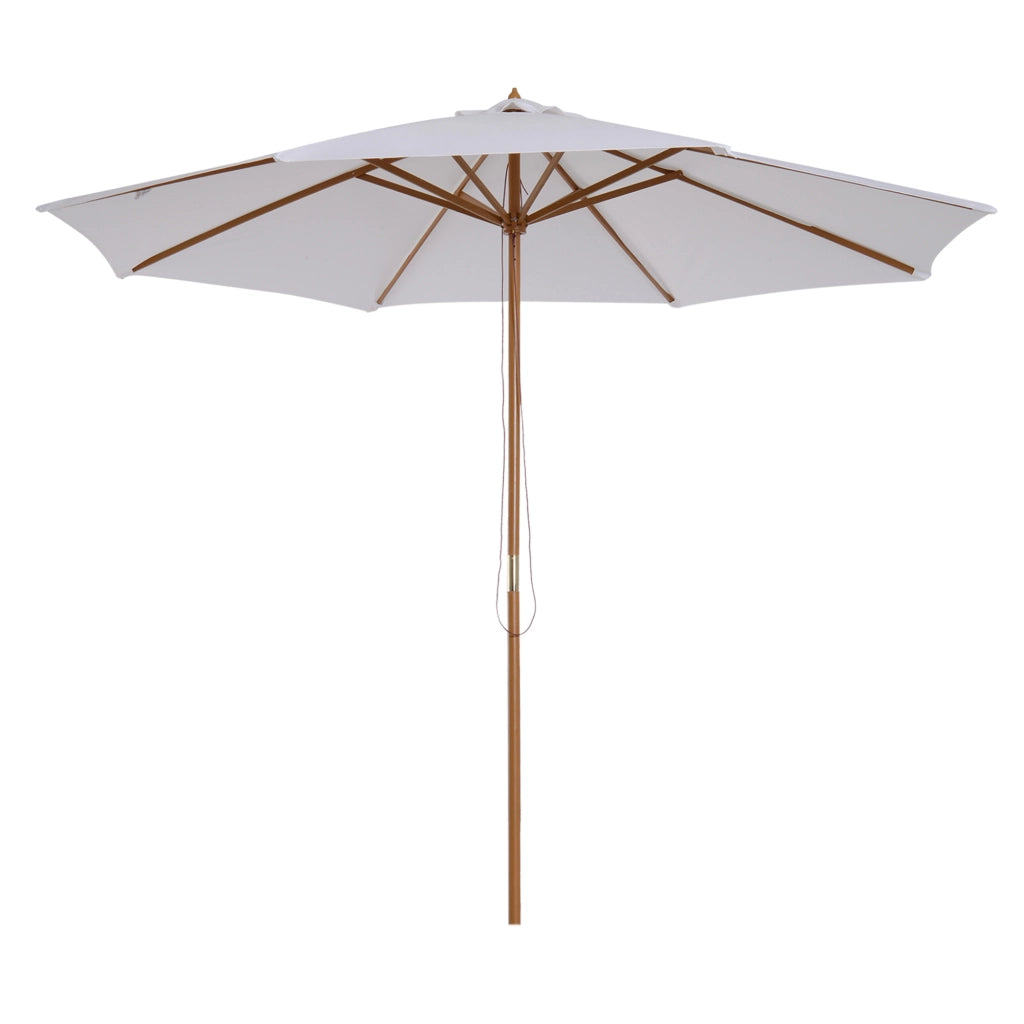 Ombrellone da giardino esterno ?300 cm ¨C zephmum ¨C bianco, legno, techo ventilado, poste smontabile