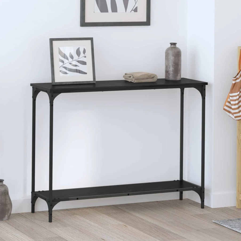 Tavolo consolle con lo scaffale Rovere nero 101 x 30.5 x 75 cm