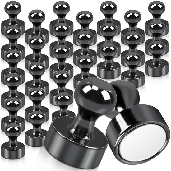 FPMYB 30 pezzi forti magneti neri 12 x 16 mm, magneti neodymium mini per lavagne, frigoriferi, lavagne, kegelmagneti, lavagne bianche, uffici