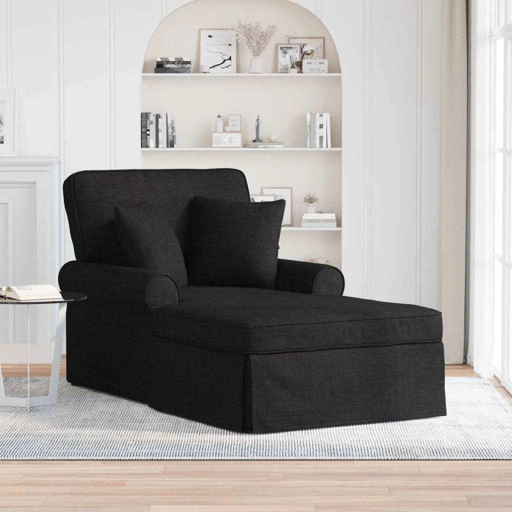 Chaise Longe con Gonna con cuscino 3 pz Nero Tessuto CFW9449497