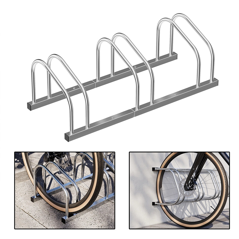Parcheggio Porta Bici 3 Posti Stand Cavalletto Rastrelliera Bicicletta Acciaio
