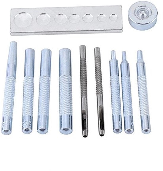Set di Forbici a Rivetti 11 pezzi - Attrezzo per Pelle - Veloci Attacchi - Acciaio di Alta Qualità - Incluso Forbici a Trapano 2,5/3 mm - Attrezzo per Pelle