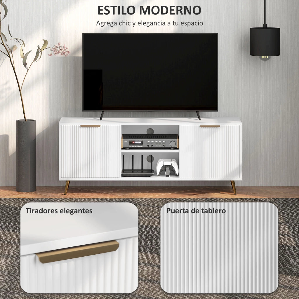 Mobile TV con 2 ripiani aperti e 2 ante ¨C Zephmum ¨C Bianco 120x35x48 cm