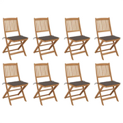 Sedie da Giardino Pieghevoli 8 pz con Cuscini Massello Acacia cod mxl 10381
