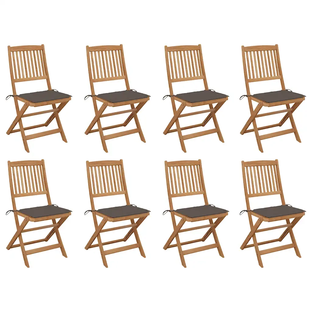 Sedie da Giardino Pieghevoli 8 pz con Cuscini Massello Acacia cod mxl 10381