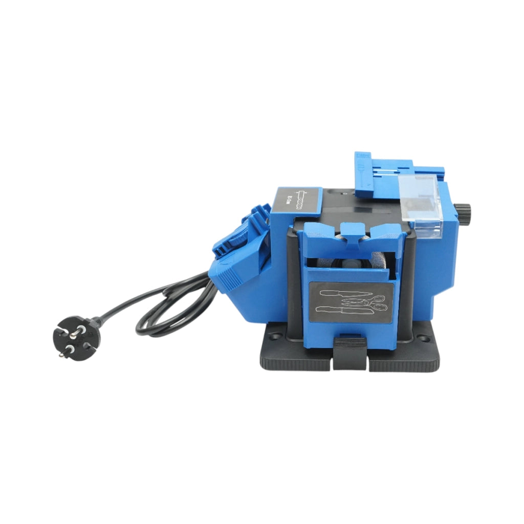 Affilacoltelli elettrico 220V, 65W, 7000 giri/min, angolo 15-50°, larghezza di affilatura 6-51 mm, punte da trapano 3-13 mm, forbici, scalpelli, pialle