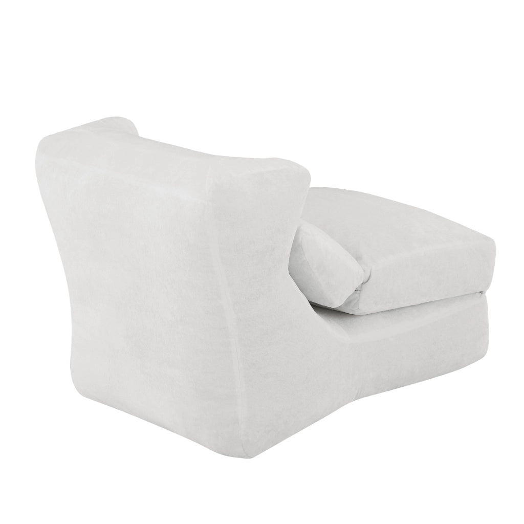 Sedia a sdraio pieghevole, poltrona a sdraio, tessuto chenille, 210 x 90 x 86 cm, bianco