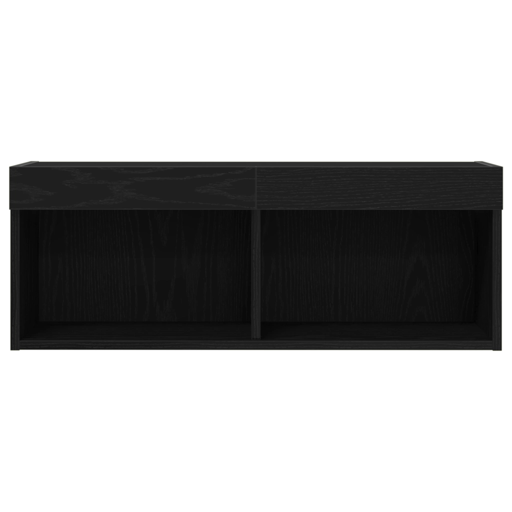 Cabinet TV  con luci LED 2 pz Nero Rovere 80x30x30 cm