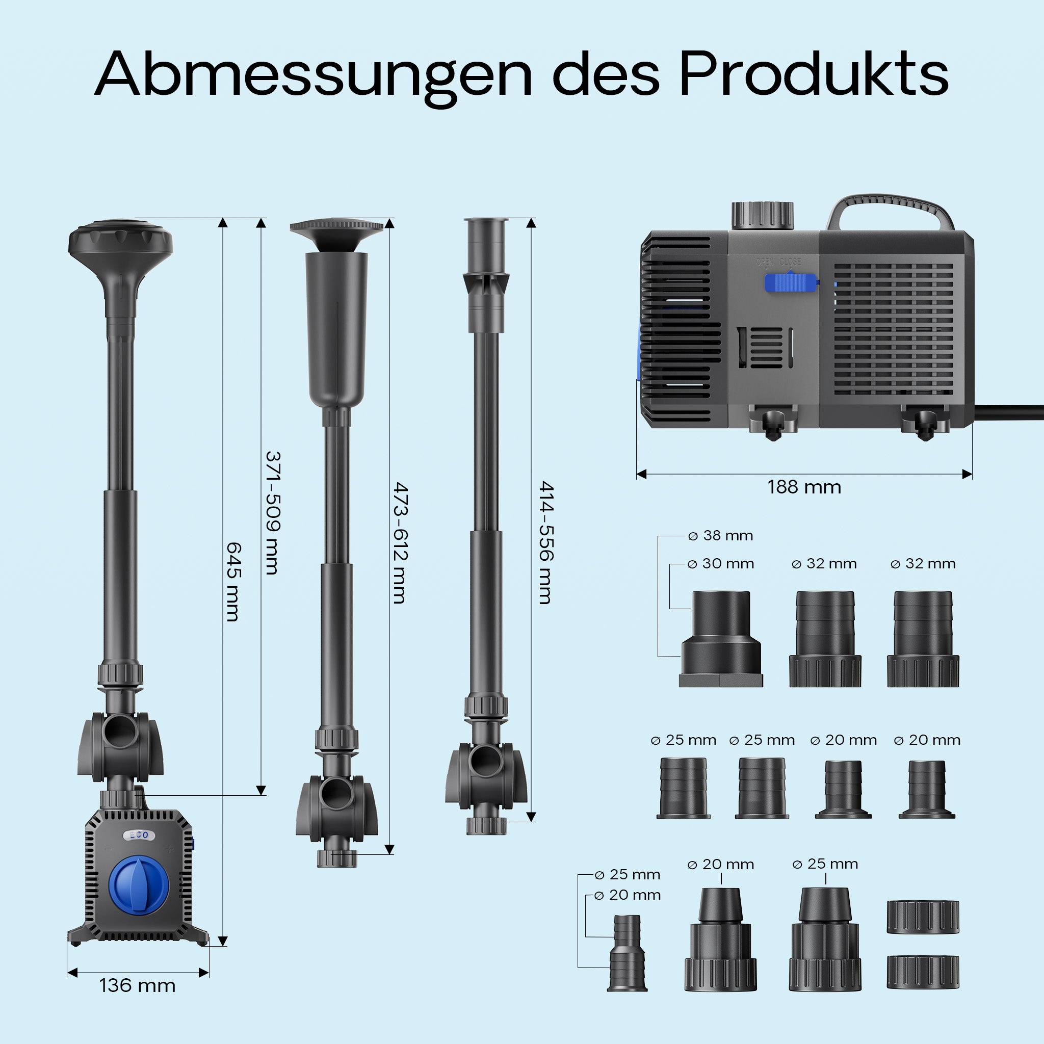 CTP-8003 SuperECO Pompa fontana regolabile 8000l/h 70W
