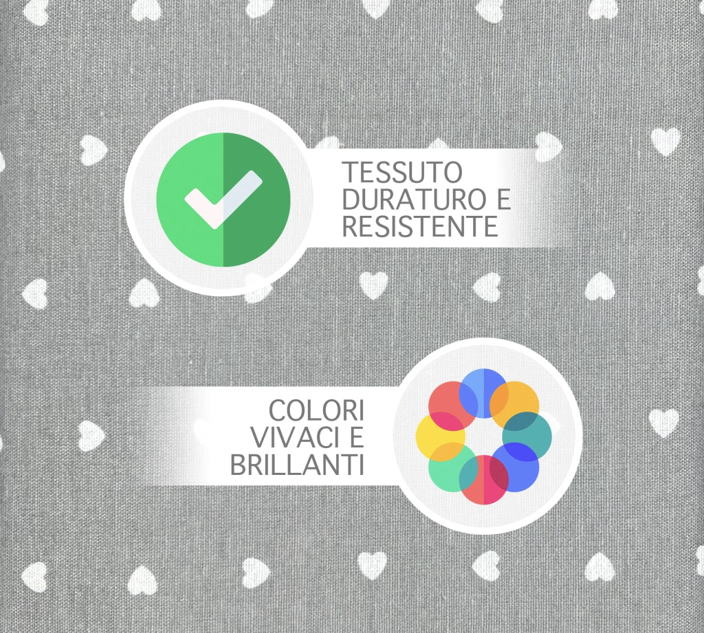 Telo Arredo In Cotone Panama Stampato Varie Fantasie GrandFoulard Copridivano Copriletto Sofà Prodotto Italiano Singolo e Matrimoniale  - Love grigio - 2 Posti