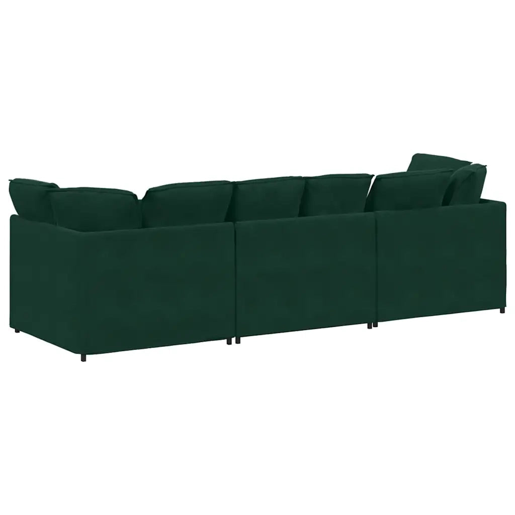 vidaXL Divano Modulare con Cuscini in Velluto Verde Scuro