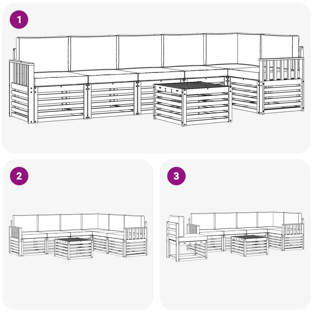 Set di divani da esterno 7 pcs Bianco e Antracite