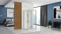 Cabina Doccia A Parete Rea Rapid Slide Brush Gold 140x100