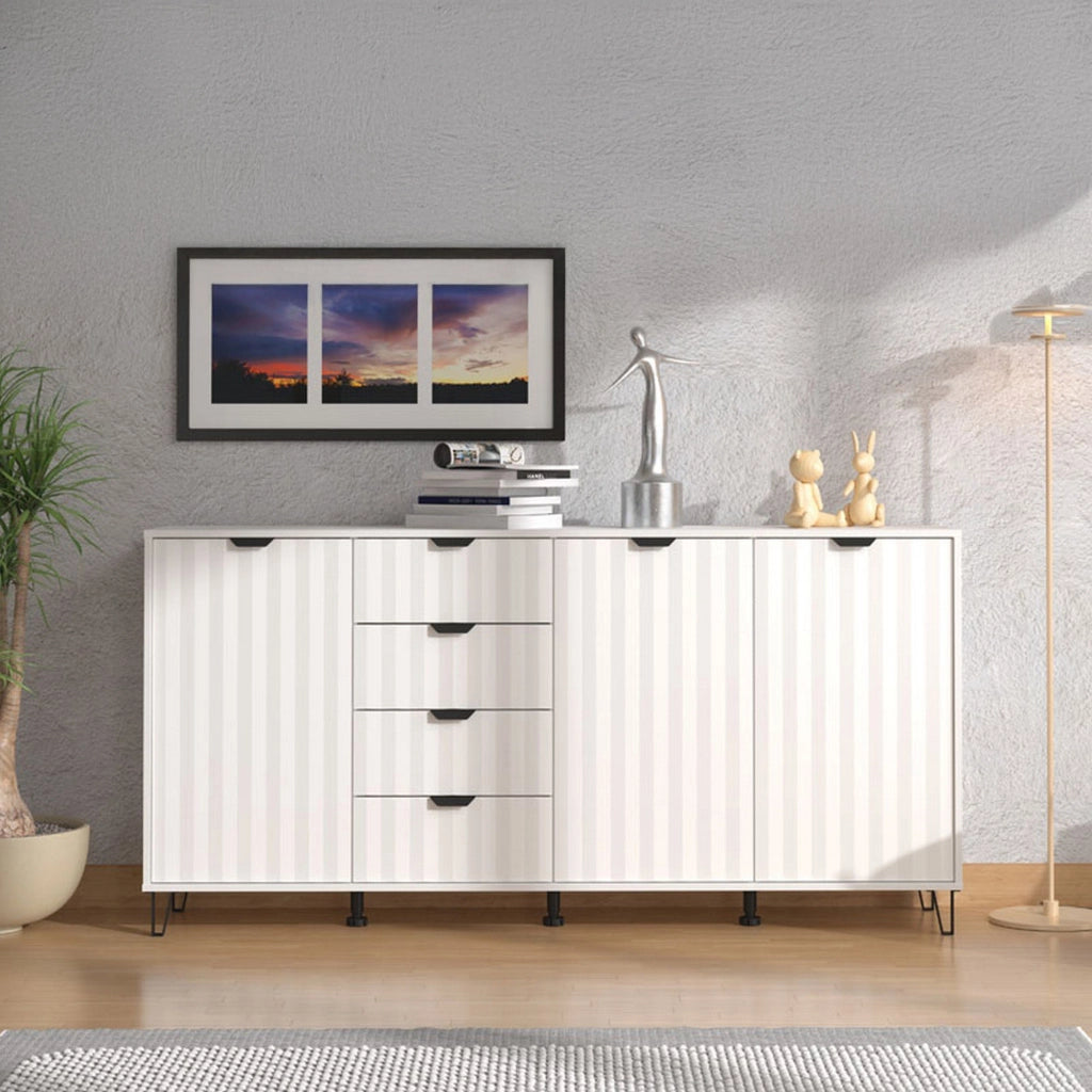 Madia Paglieta, Credenza 3 Ripiani, 182.5x40x90.5h cm Bianco