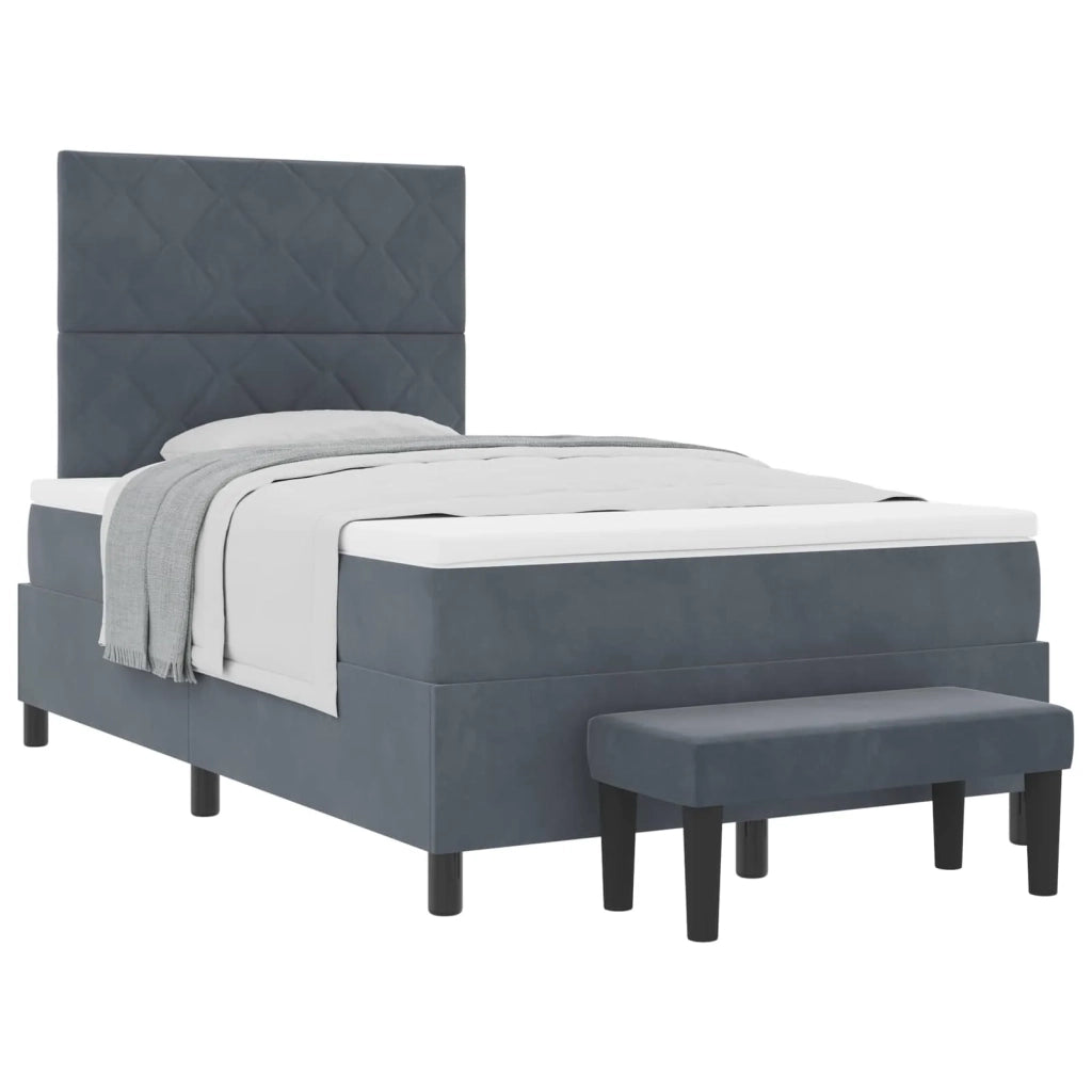 Letto a molle con testiera Grigio scuro 200 x 120 cm Velluto 3344571