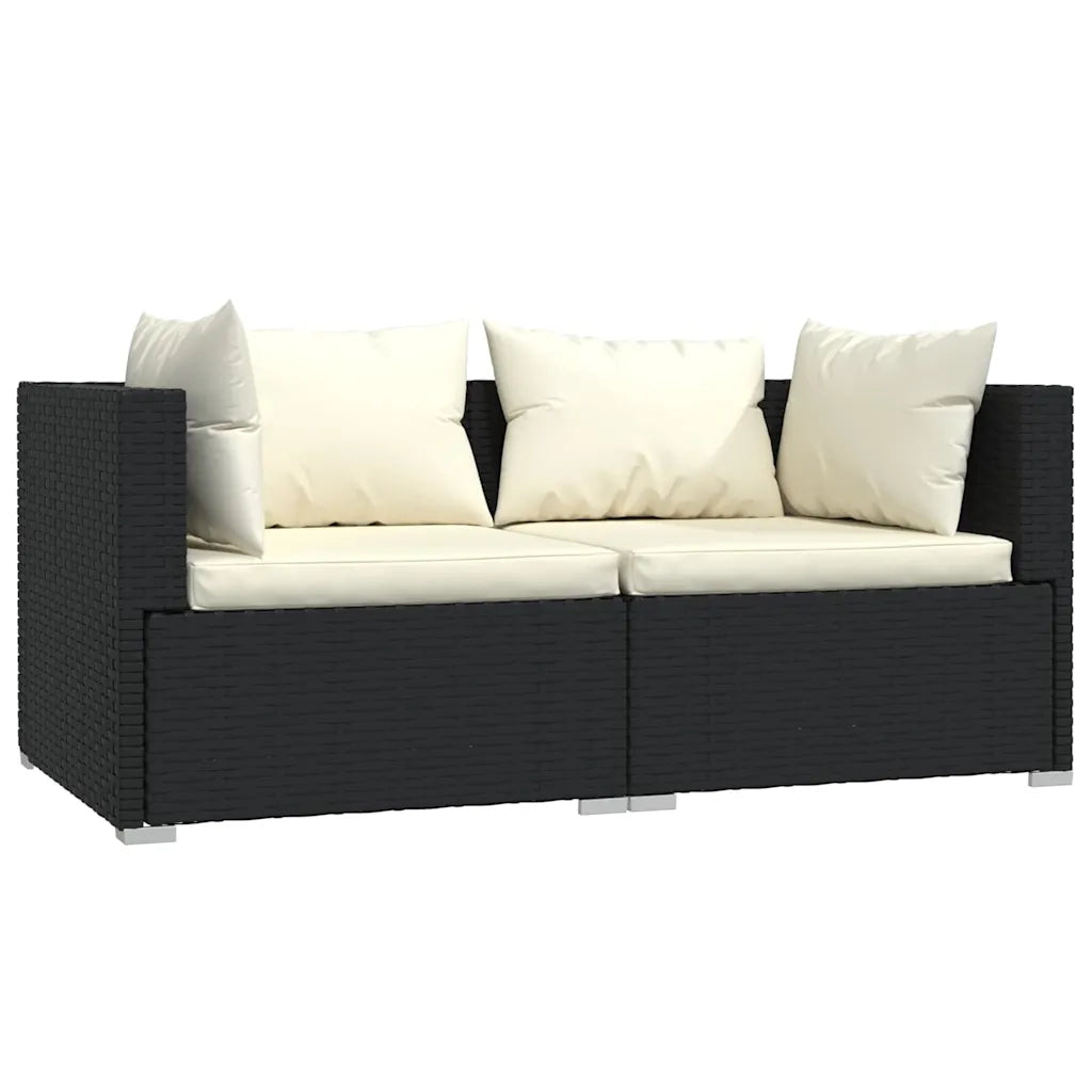 Salotto da Giardino-Set Divani da Giardino 3 pz con Cuscini in Polyrattan Nero 839653