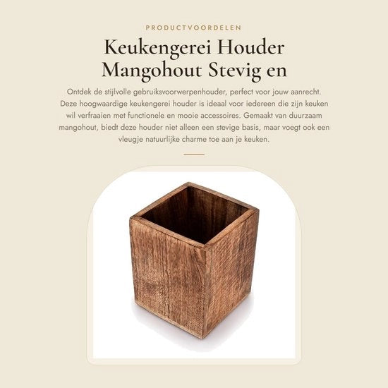 Sostegno per accessori da cucina - Resistente - In mango - Spaziale - Facile da utilizzare - Finitura elegante - Ideale come regalo (12,7 cm x 12,7 cm x 15,24 cm) - Sostegno per accessori da cucina