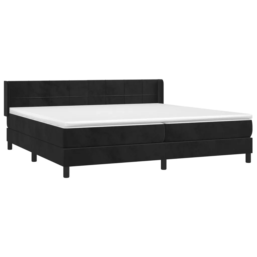 Giroletto a Molle con Materasso Nero 200x200 cm in Velluto 3130981