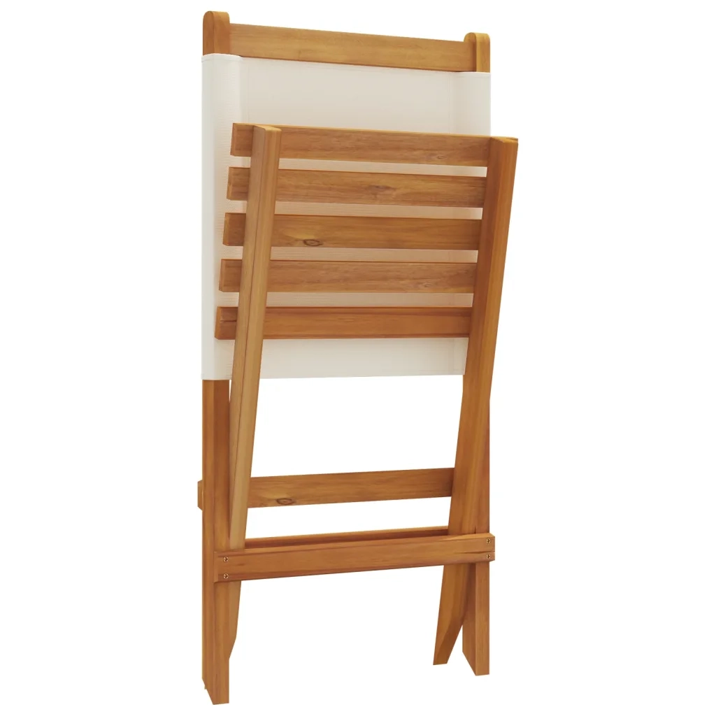 Sedie da Giardino Pieghevoli 4 pz | Sedie da Esterno Bianco Crema Tessuto e Legno