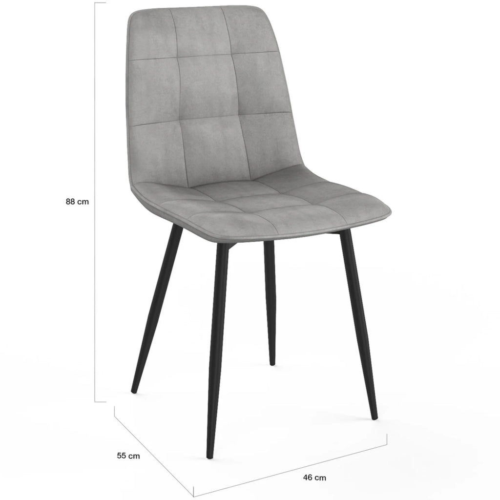 IDMarket - Set di 6 sedie MILA in velluto grigio scuro, grigio chiaro, beige e nero e patchwork nero, grigio e bianco x2 per la sala da pra