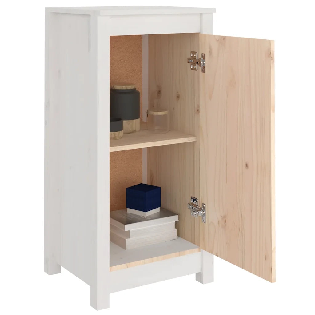 Credenza Bianca 39x35x80 cm in Legno Massello di Pino 813726