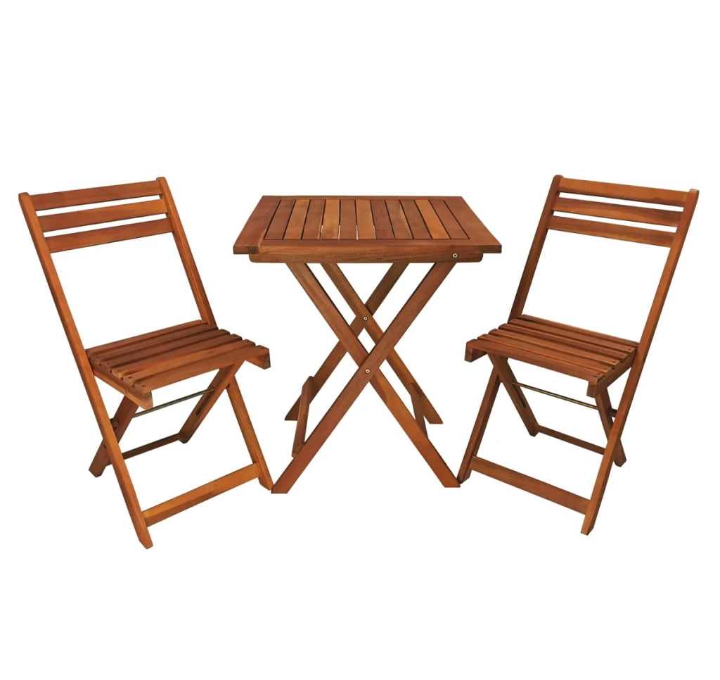 Set da balcone, set da bistrot, tavolo con 2 sedie, marrone