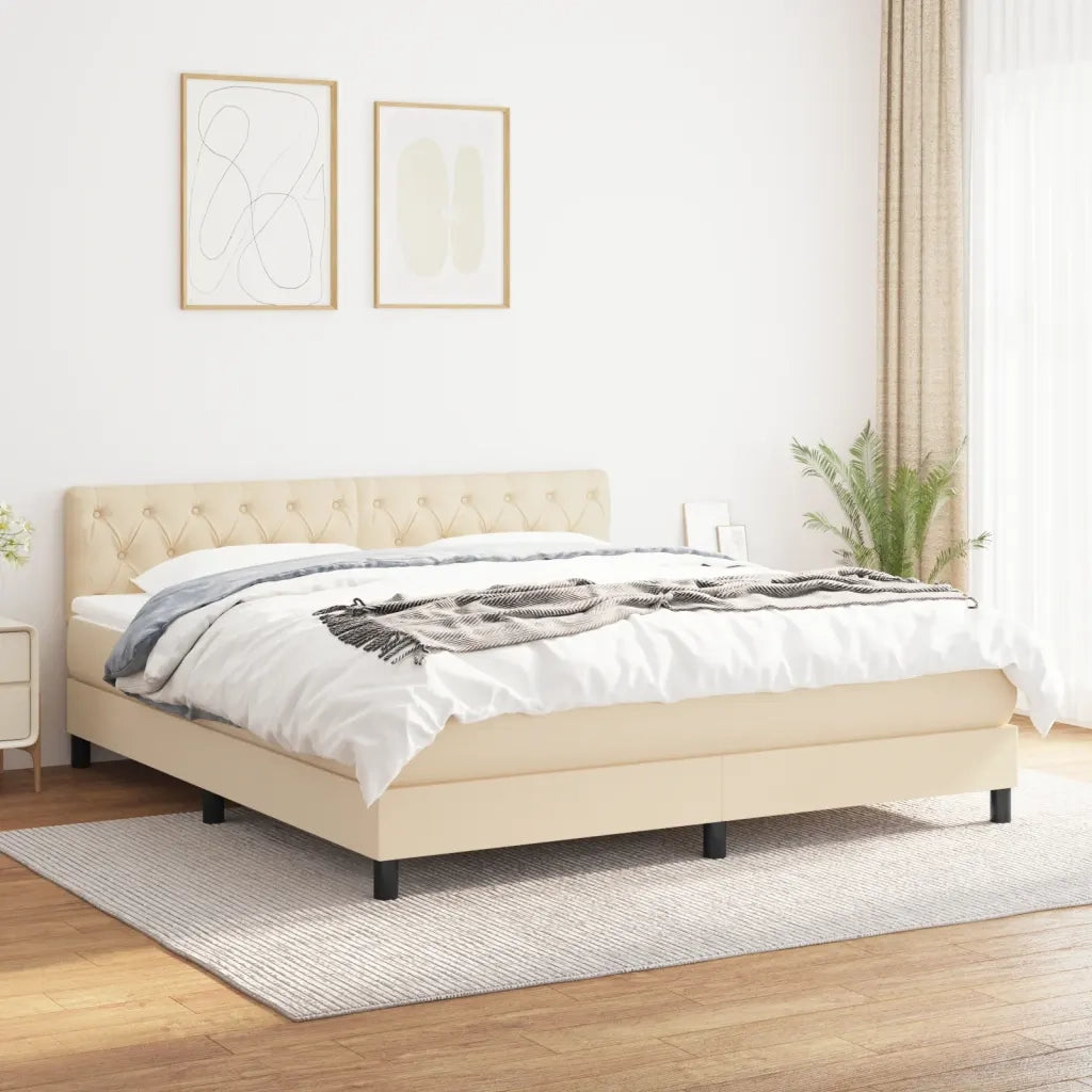 Giroletto a Molle con Materasso Crema 160x200 cm in Tessuto 3140310