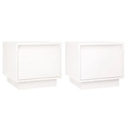 Set di 2 Comodini | Armadio da Notte | Mobiletto da notte Bianchi 35x34x32 cm in Legno Massello di Pino