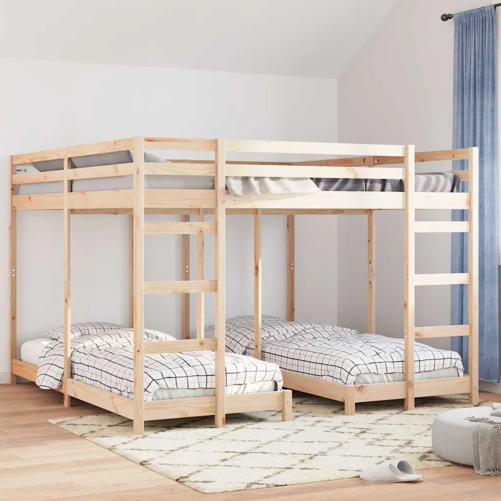 Struttura letto a castello triplo Naturale 80 / 200 x 200 cm