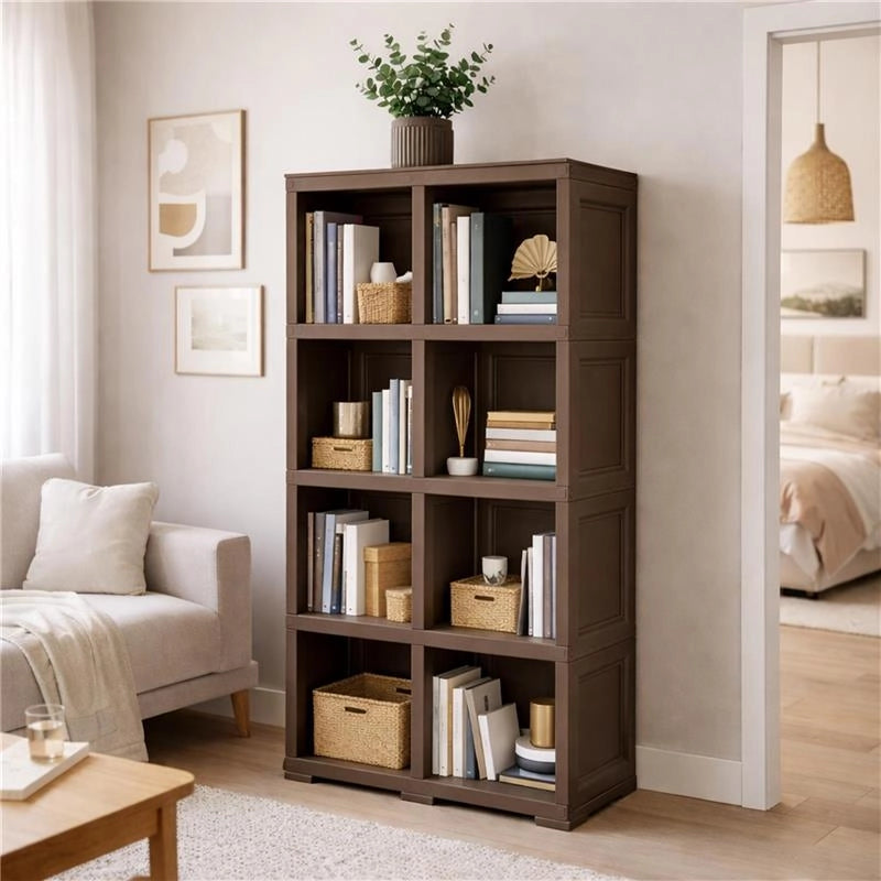 SCAFFALE 4 MODULI WENGÉ 79X42,5X164 CM CON 2 PUNTALI – LIBRERIA ALTA SALVASPAZIO PER ZONA LIVING E STUDIO