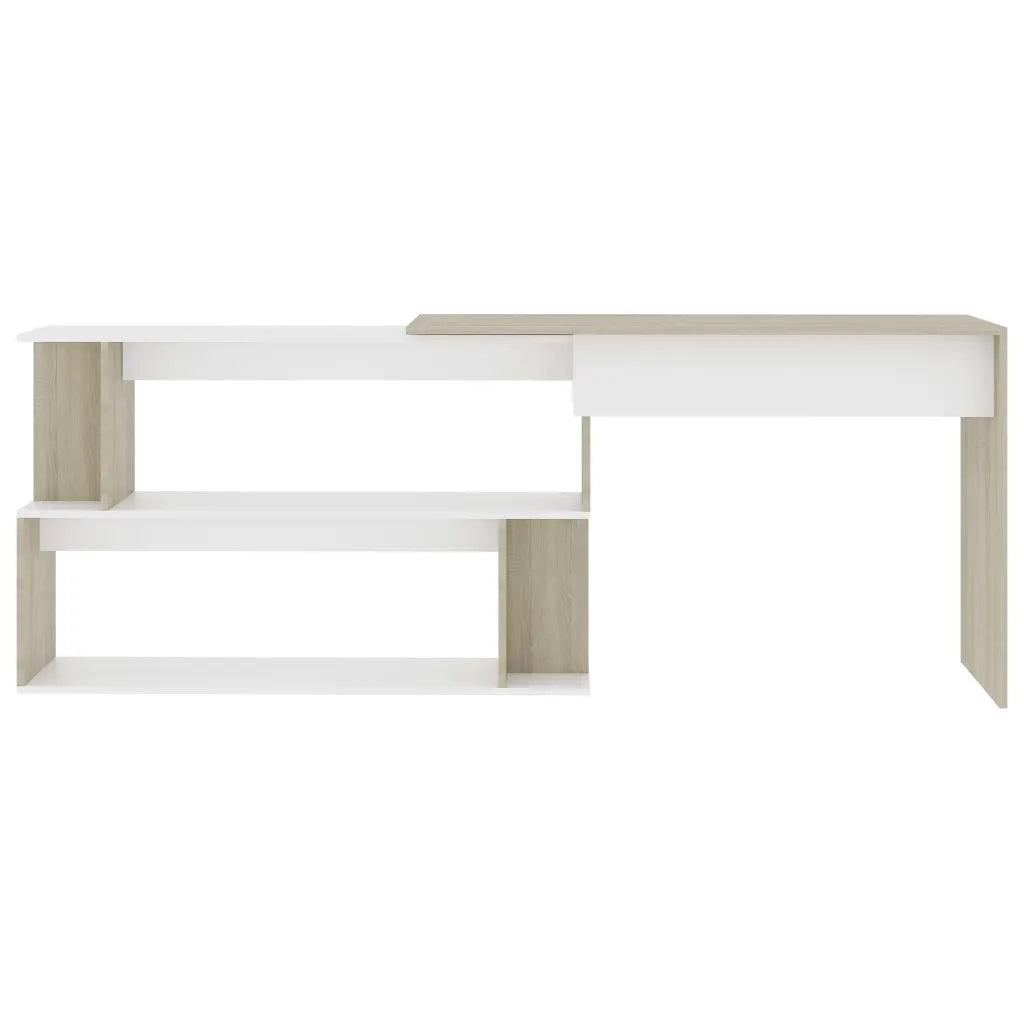 Scrivania ad Angolo Bianca Rovere Sonoma 200x50x76 Multistrato 801103