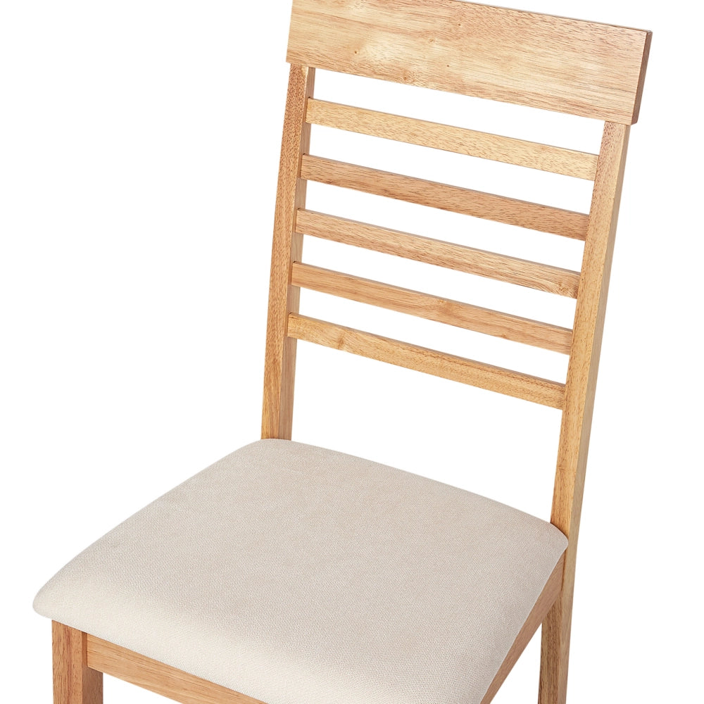 Set di 2 sedie da pranzo imbottite in legno chiaro e beige chiaro stile tradizionale