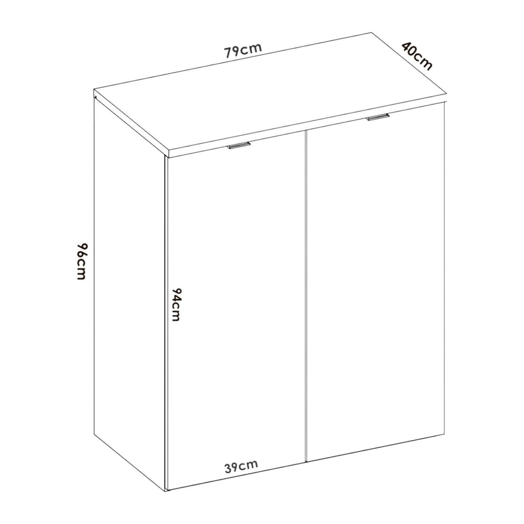 Armadio multiuso Alicha, Mobile basso multifunzione, Armadietto a 2 ante, 79x40h96 cm, Bianco e Rovere