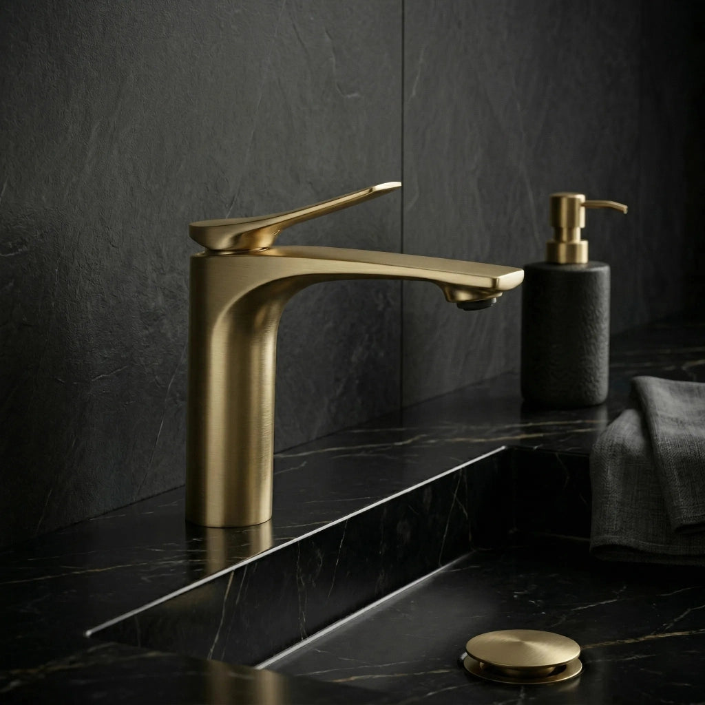 Rubinetto Per Lavabo Premium Rea Vision Gold Brush Low
